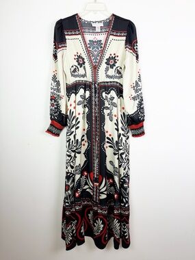 Caroline Constas Satin Passion Scarf Beaded Maxi Dress Size XS